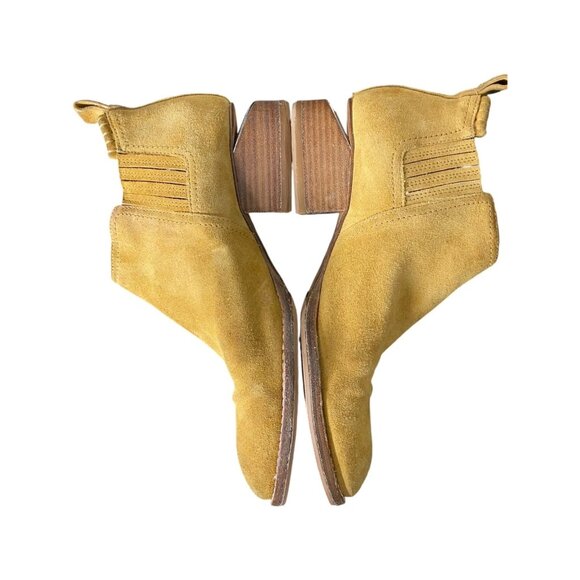 Alexander Wang Kori Bootie Boots Cut Out Block Heel Suede Camel Shoes 39 US 9 - Picture 9 of 12